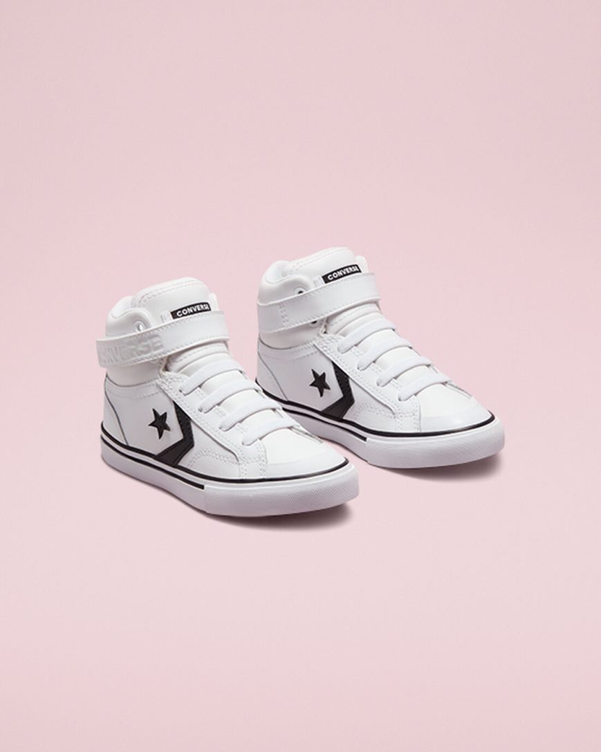 Dívčí Boty Vysoké Converse Pro Blaze Páskové Læder Bílé Černé Bílé | CZ HXIM10